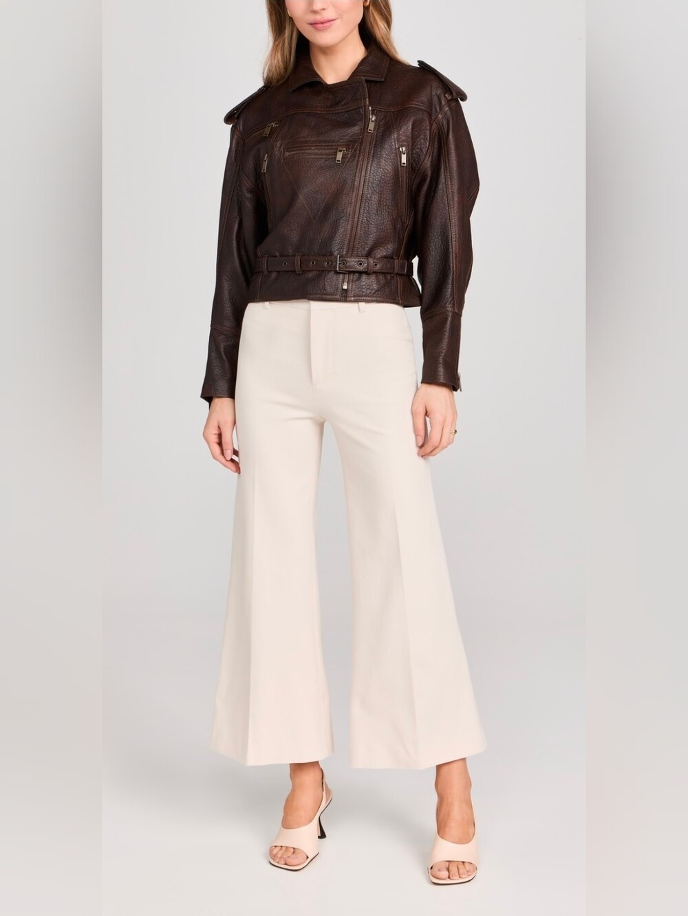 FRAME Le Crop Palazzo Trousers Bone Size 10